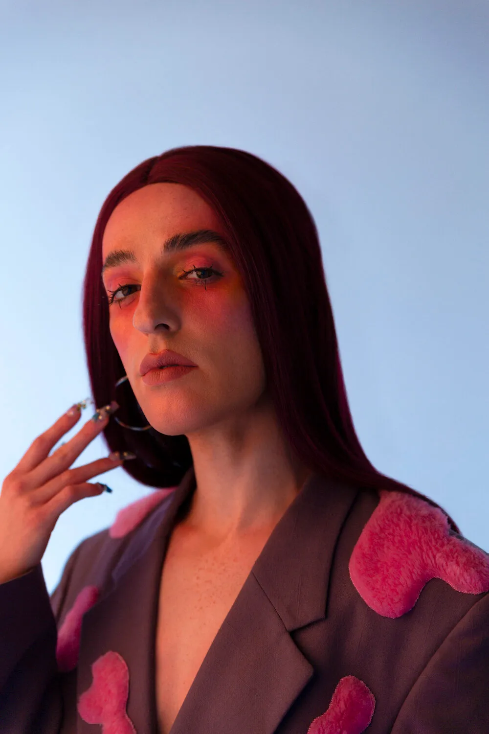 Portrait of Cerena over blue background